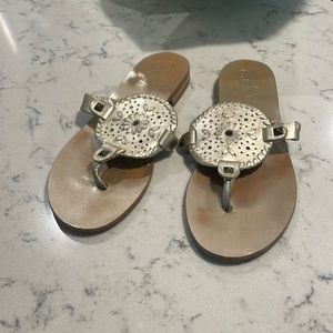 Jack Rodgers Gold Georgica Sandals Leather Slip-on - used, good condition